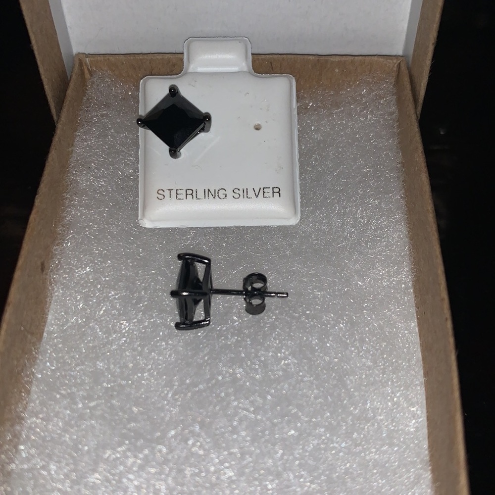 Solid Black Sterling Silver Earrings - image 1